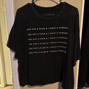 Fifth Sun Black Tee with Motivational Text